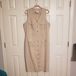 Vintage plus sized khaki sheath dress